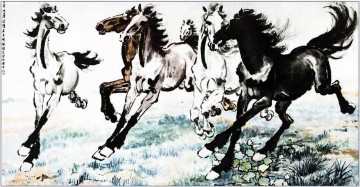  corriendo Obras - Xu Beihong caballos corriendo 1 tinta china antigua